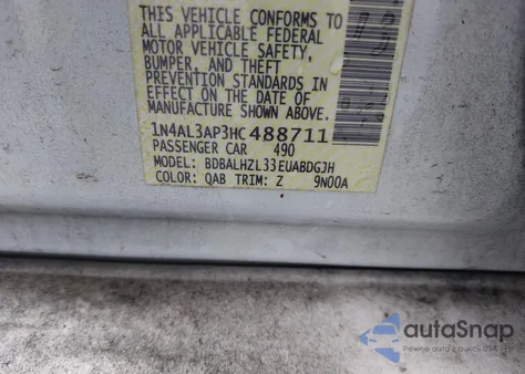 2017 Nissan Altima 2.5 Sr из США, поврежденный, VIN 1N4AL3AP3HC488711